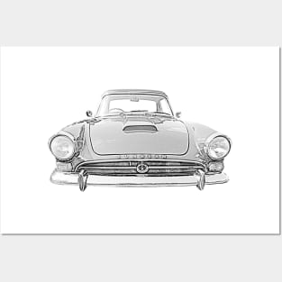 Sunbeam Alpine Tiger 1960s British classic sports car monochrome Posters and Art